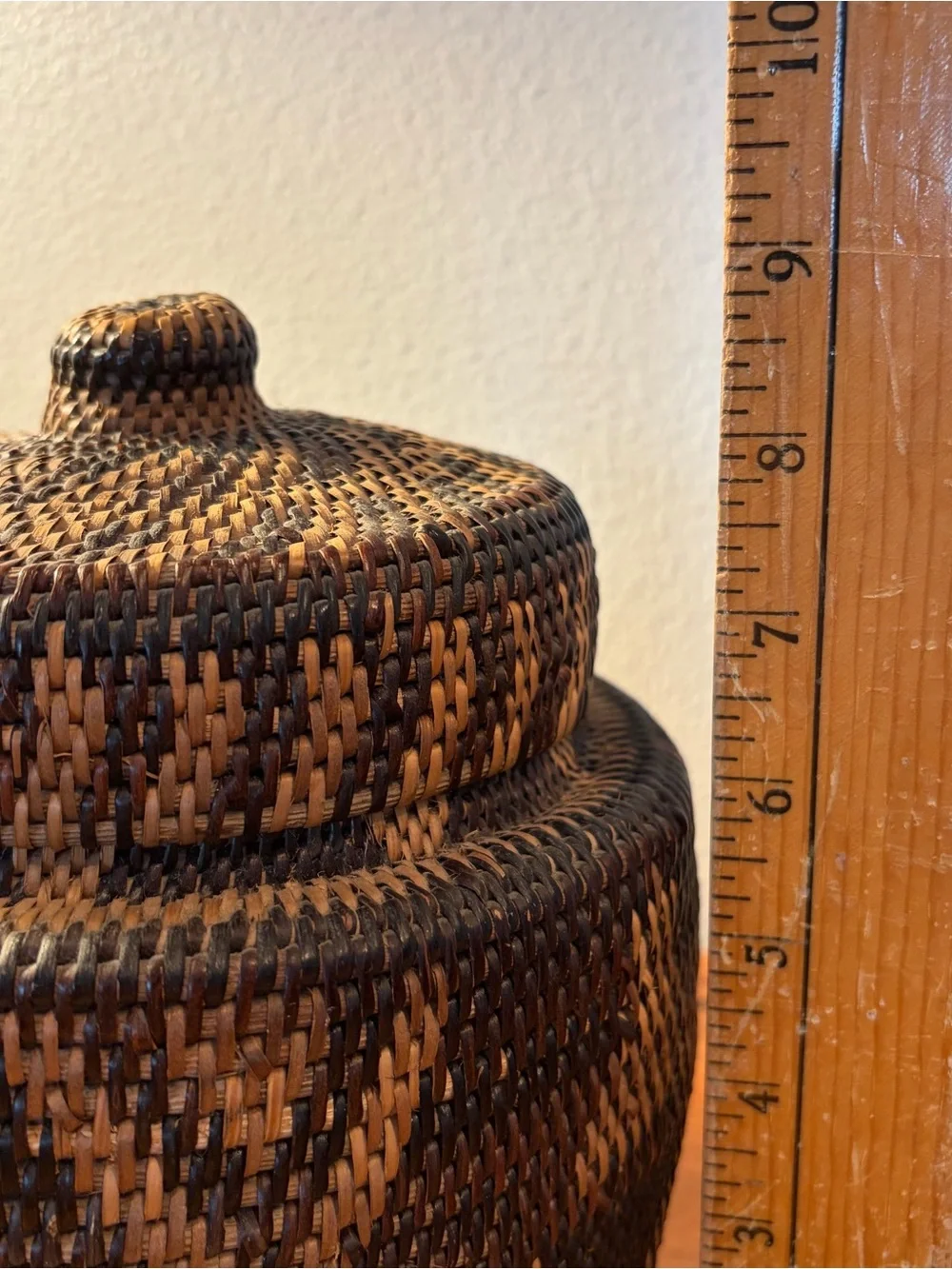 Iraya Mangyan Philippine Basket W Lid Chevron Zigzag Pattern Nito Black Vine